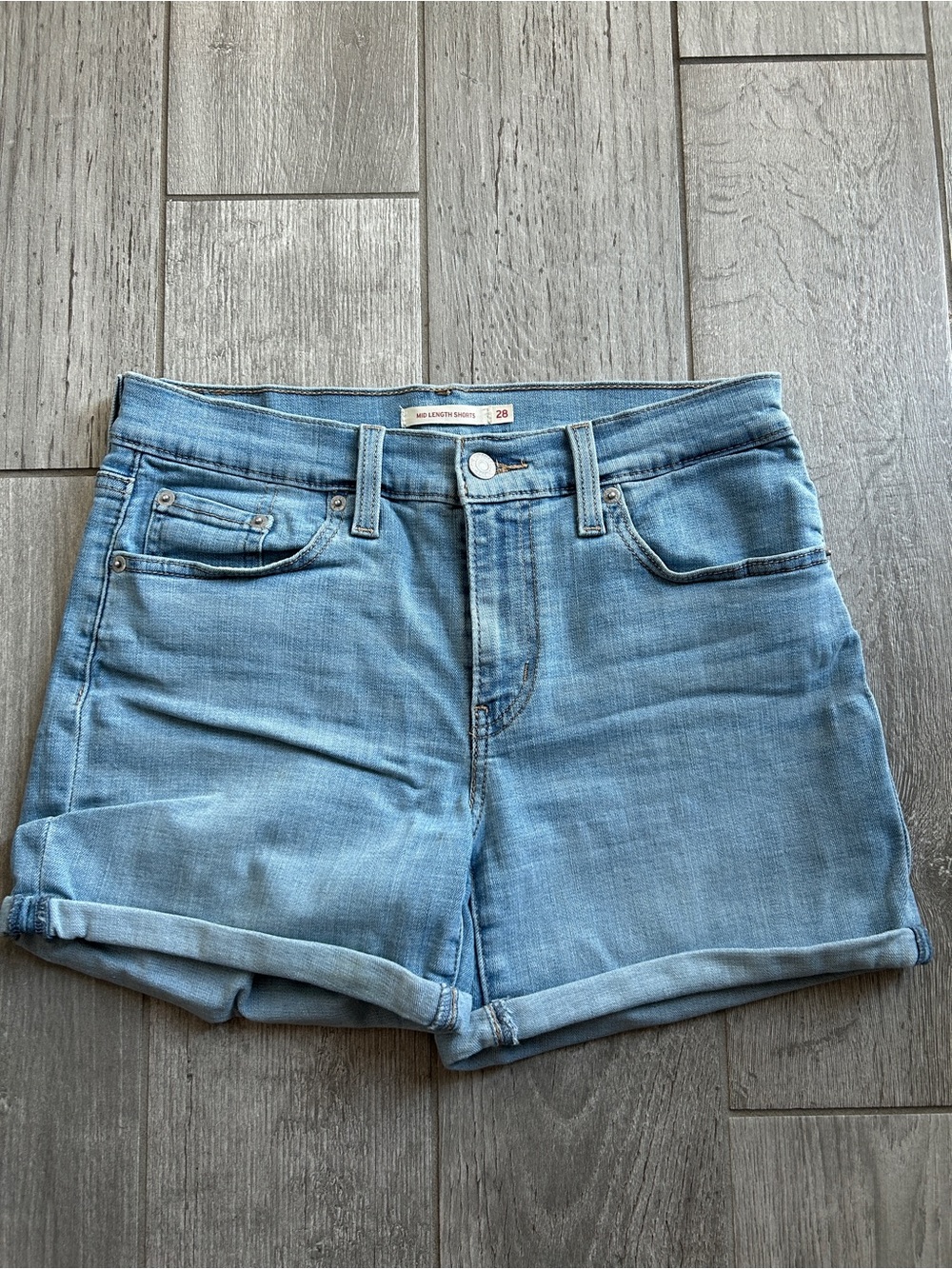 Levi's Light Blue High Waist Denim Shorts